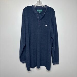 Mens Big Dogs Long Sleeve Blue‎ Henley Shirt Sweater 3X